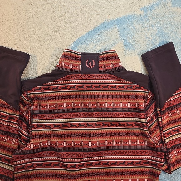 Kerrits‎ Girls L Horse Print Quarter Zip Long Sleeve Riding Shirt Top Kid's EUC - Picture 6 of 7
